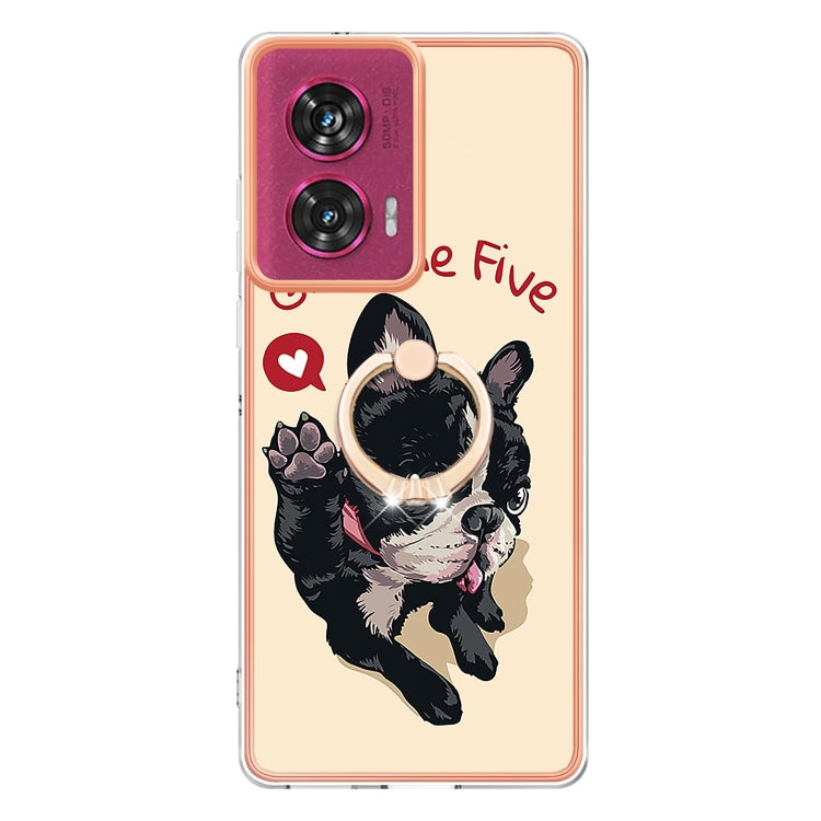 For Motorola Edge 50 Fusion Electroplating Dual-side IMD Phone Case with Ring Holder