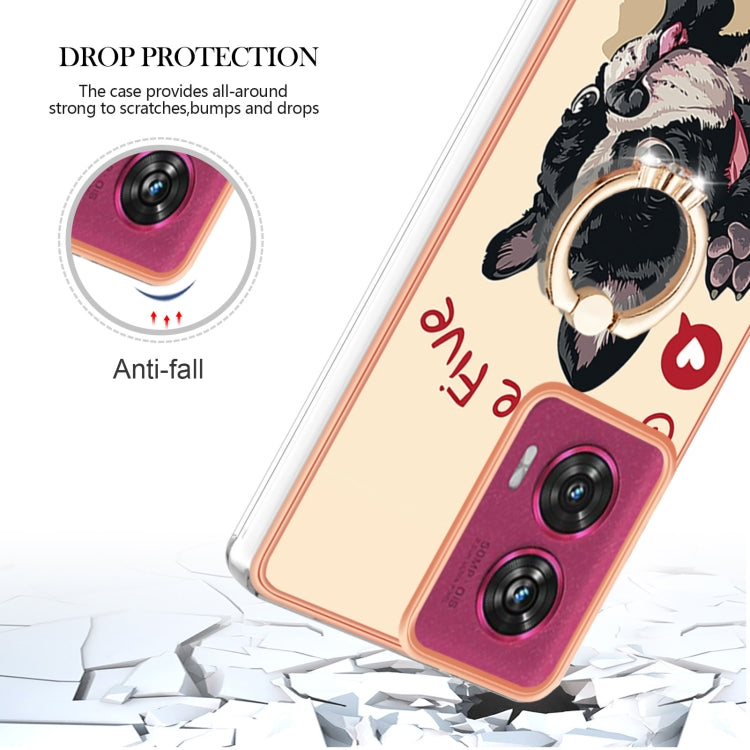 For Motorola Edge 50 Fusion Electroplating Dual-side IMD Phone Case with Ring Holder