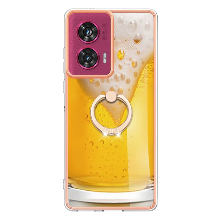 For Motorola Edge 50 Fusion Electroplating Dual-side IMD Phone Case with Ring Holder