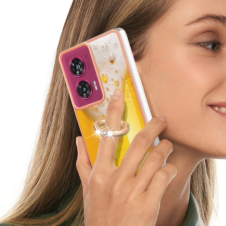 For Motorola Edge 50 Fusion Electroplating Dual-side IMD Phone Case with Ring Holder