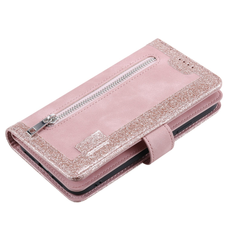 For iPhone 16 Pro Max Nine Card Zipper Bag Leather Phone Case with Lanyard