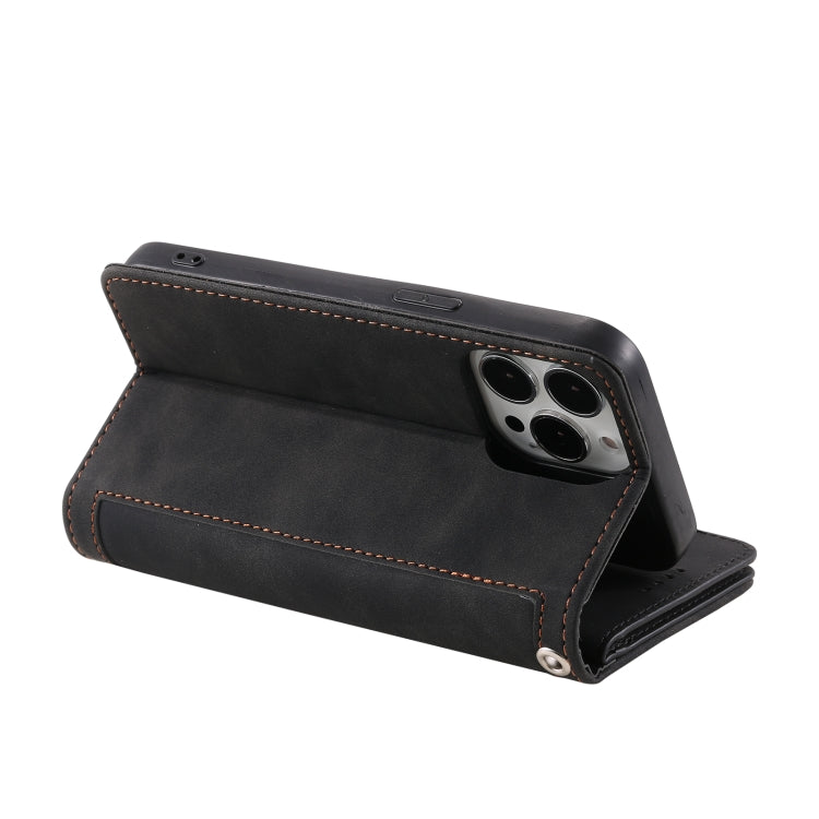 For iPhone 16 Pro Nine Card Zipper Bag Leather Phone Case with Lanyard