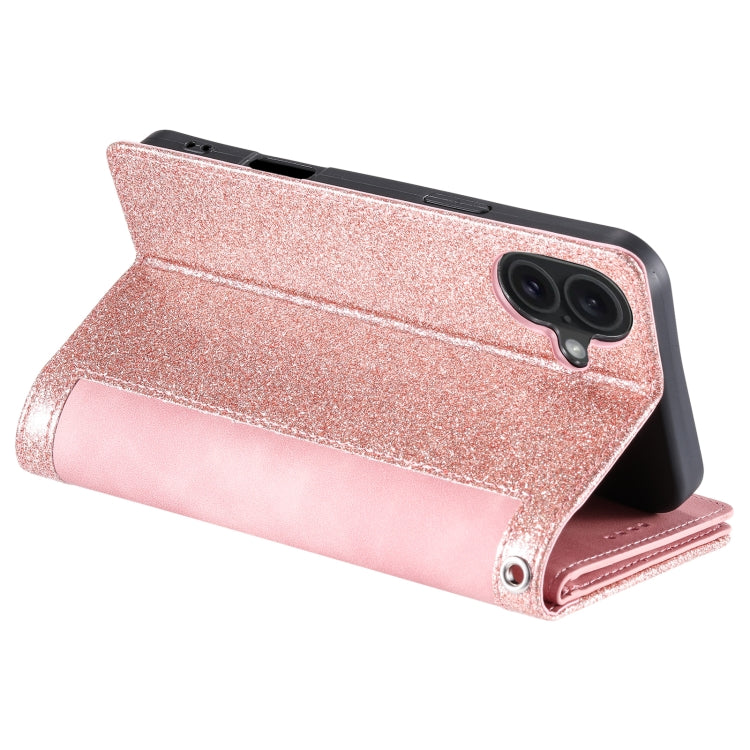 For iPhone 16 Plus Nine Card Zipper Bag Leather Phone Case with Lanyard