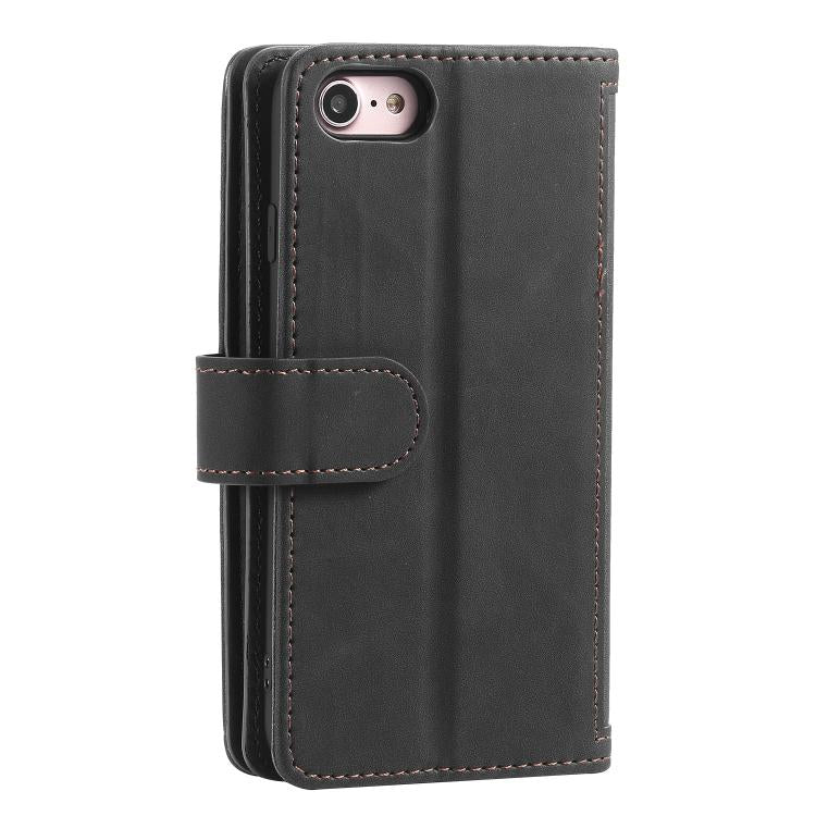 For iPhone 16e / 17e Nine Card Zipper Bag Leather Phone Case with Lanyard
