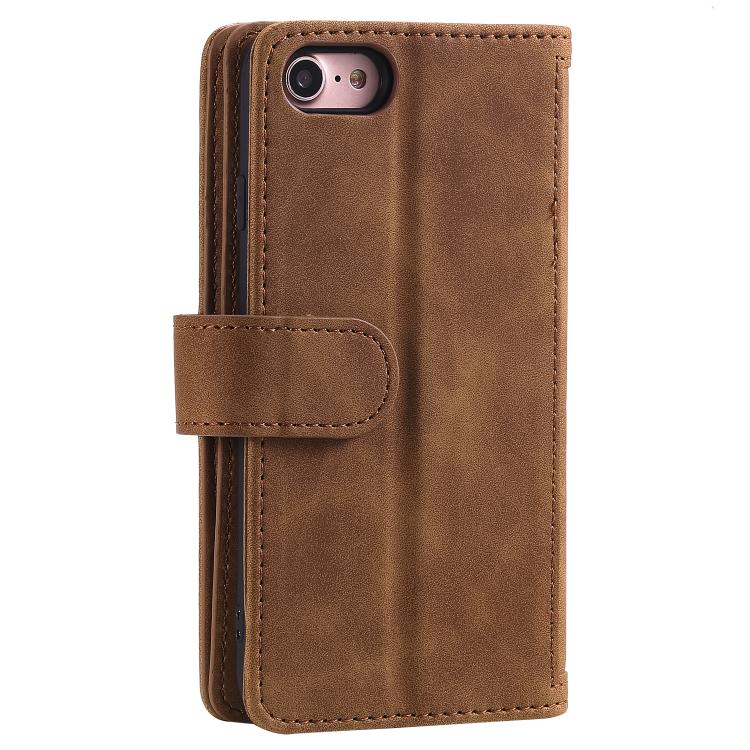 For iPhone 16e / 17e Nine Card Zipper Bag Leather Phone Case with Lanyard