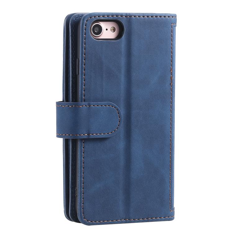 For iPhone 16e / 17e Nine Card Zipper Bag Leather Phone Case with Lanyard