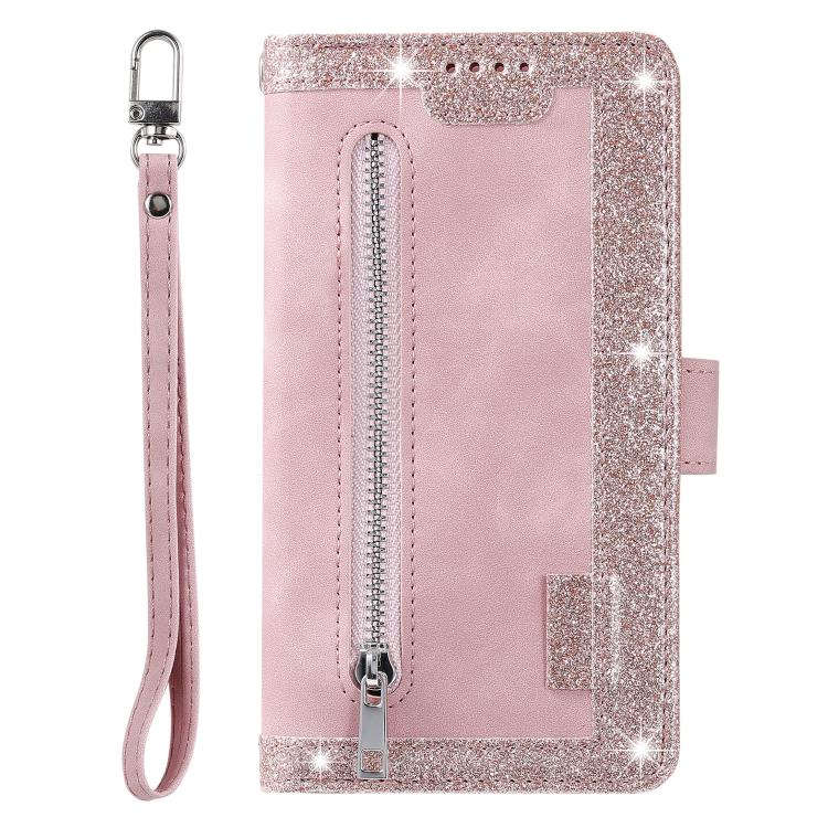 For iPhone 16e / 17e Nine Card Zipper Bag Leather Phone Case with Lanyard