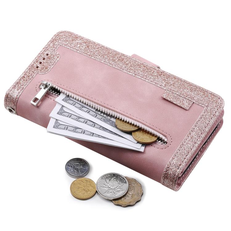 For iPhone 16e / 17e Nine Card Zipper Bag Leather Phone Case with Lanyard