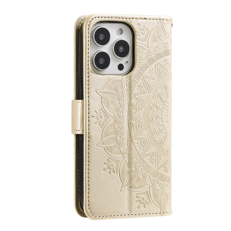 For iPhone 16 Pro Max Totem Flower Embossed Leather Phone Case