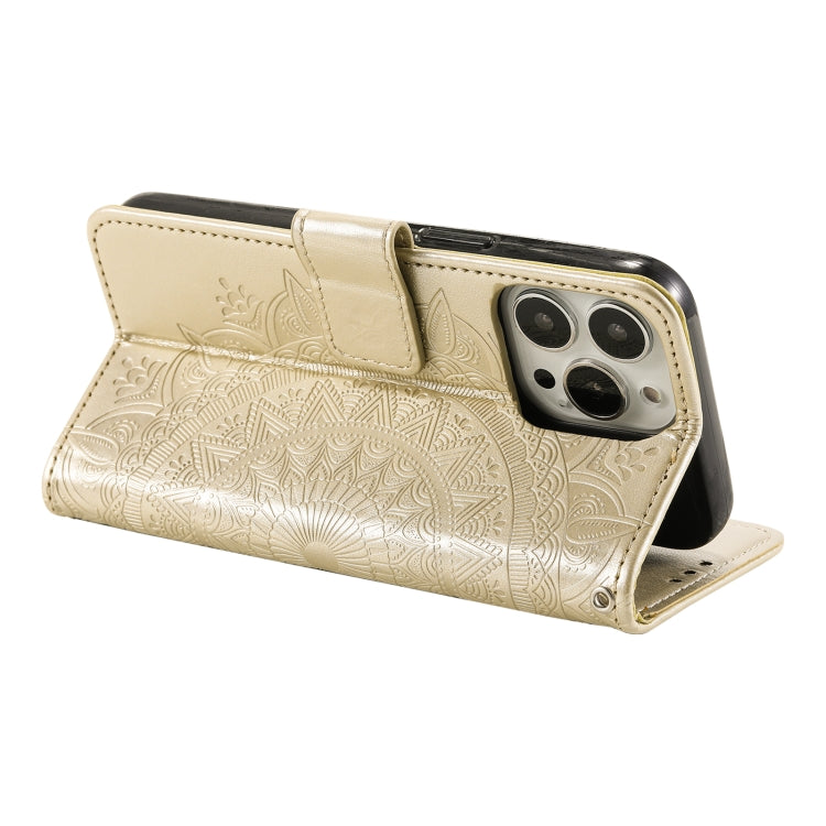 For iPhone 16 Pro Max Totem Flower Embossed Leather Phone Case