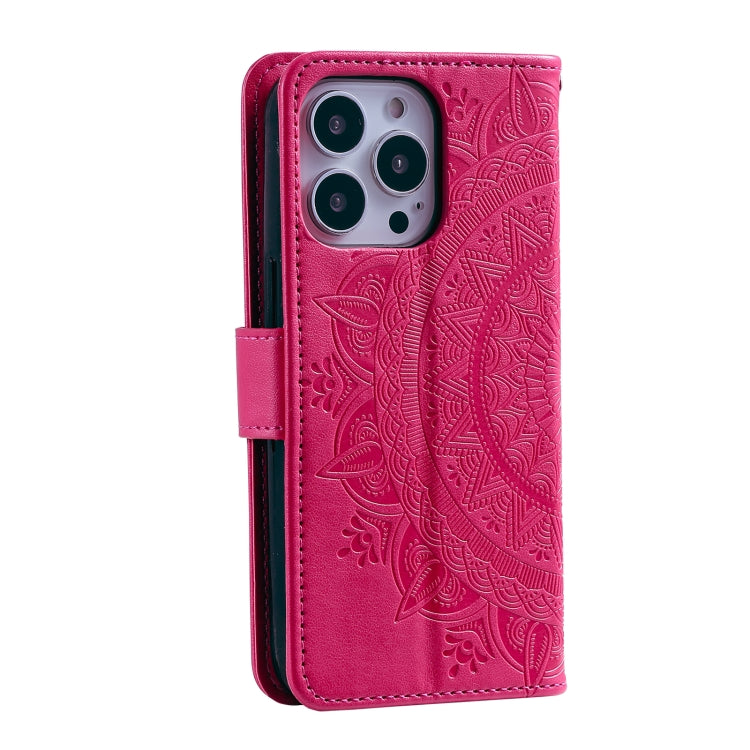 For iPhone 16 Pro Max Totem Flower Embossed Leather Phone Case