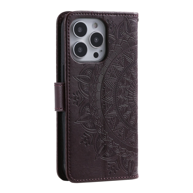 For iPhone 16 Pro Max Totem Flower Embossed Leather Phone Case