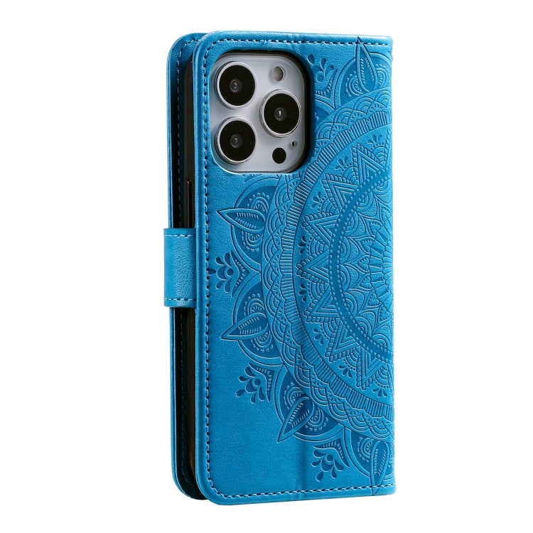 For iPhone 16 Pro Max Totem Flower Embossed Leather Phone Case