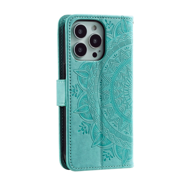 For iPhone 16 Pro Totem Flower Embossed Leather Phone Case