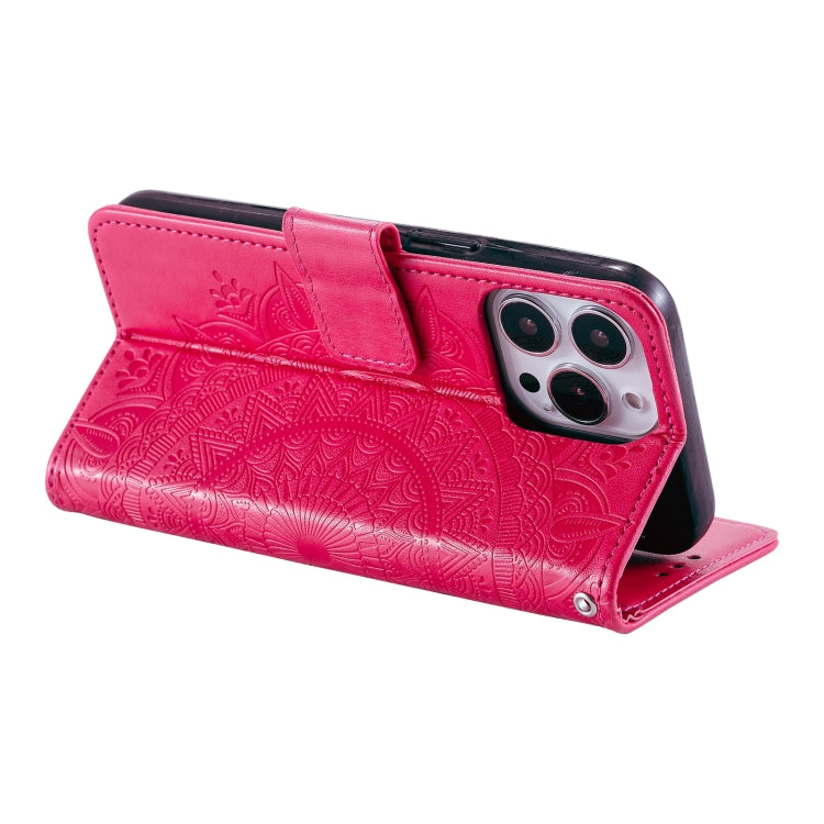 For iPhone 16 Pro Totem Flower Embossed Leather Phone Case