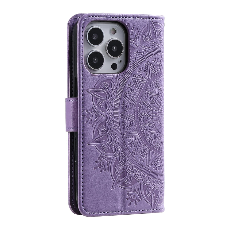 For iPhone 16 Pro Totem Flower Embossed Leather Phone Case