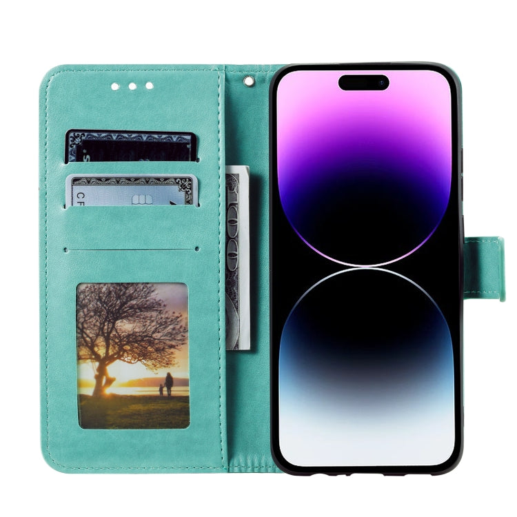For iPhone 16 Plus Totem Flower Embossed Leather Phone Case