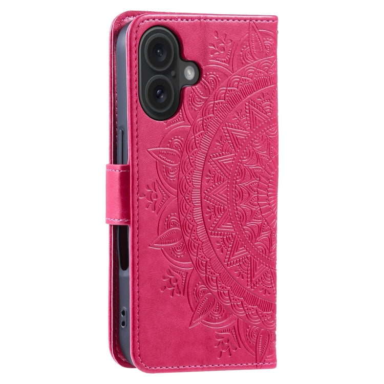 For iPhone 16 Plus Totem Flower Embossed Leather Phone Case
