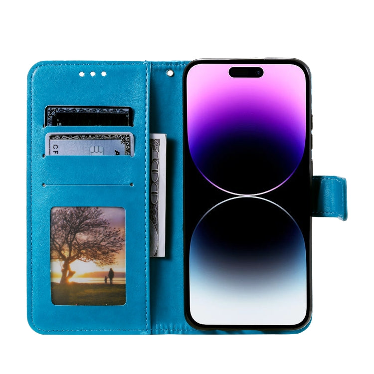 For iPhone 16 Plus Totem Flower Embossed Leather Phone Case