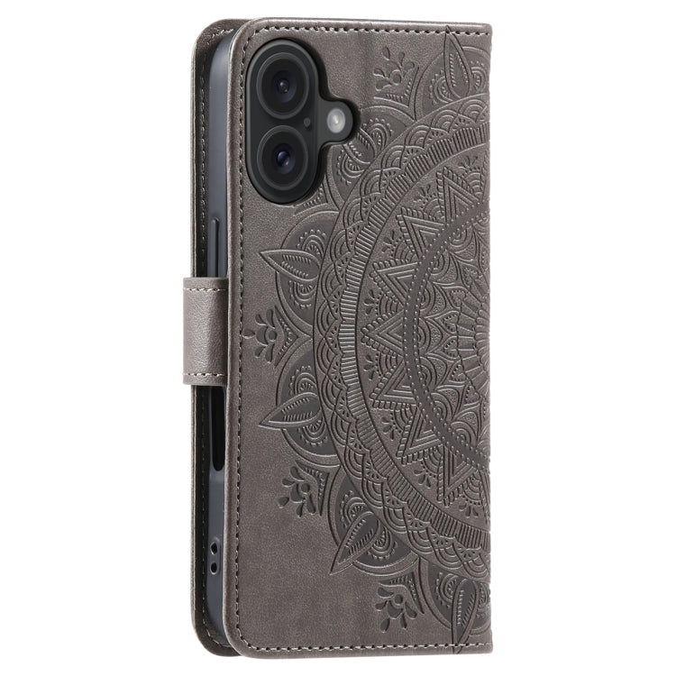 For iPhone 16 Totem Flower Embossed Leather Phone Case