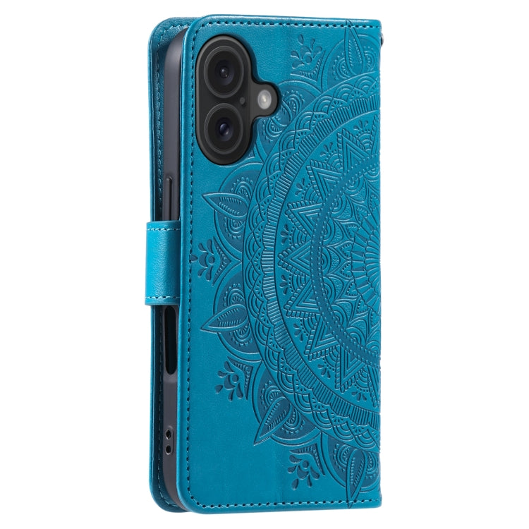 For iPhone 16 Totem Flower Embossed Leather Phone Case