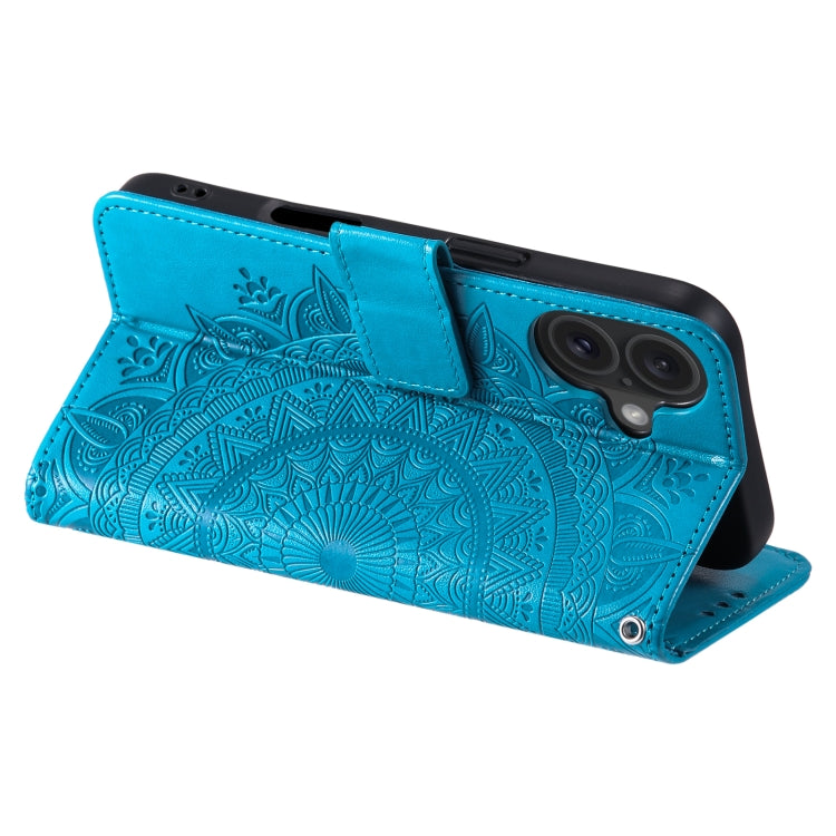 For iPhone 16 Totem Flower Embossed Leather Phone Case