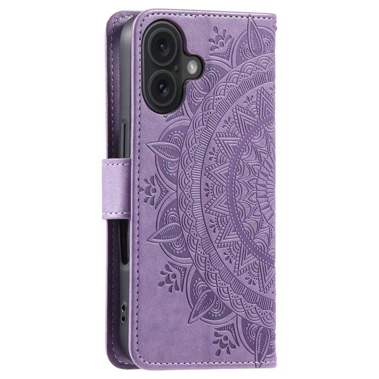 For iPhone 16 Totem Flower Embossed Leather Phone Case