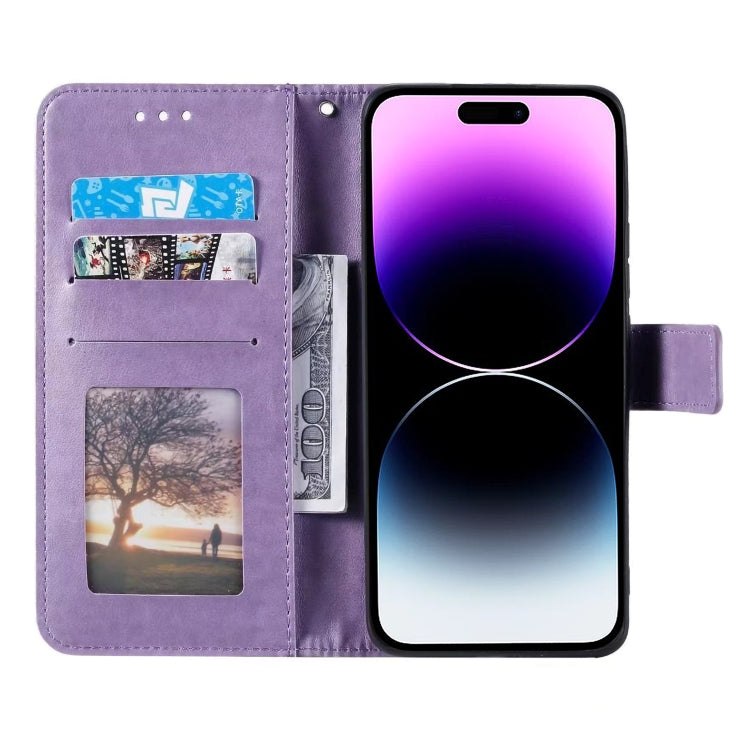 For iPhone 16 Totem Flower Embossed Leather Phone Case