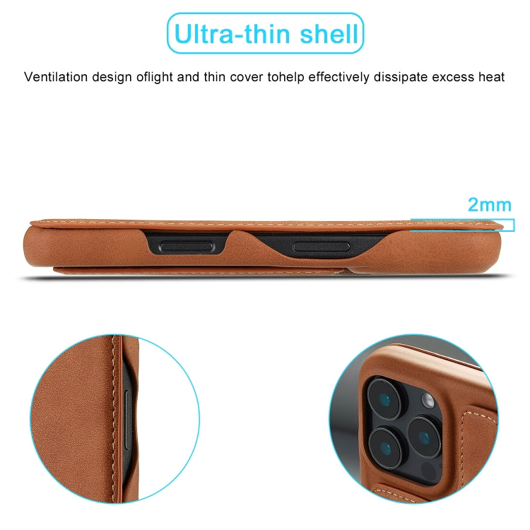 For iPhone 15 Pro Max LC.IMEEKE Hon Ancient Series Flip Leather Phone Case