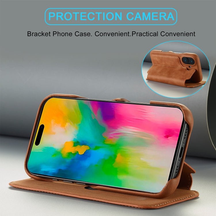 For iPhone 15 LC.IMEEKE Hon Ancient Series Flip Leather Phone Case
