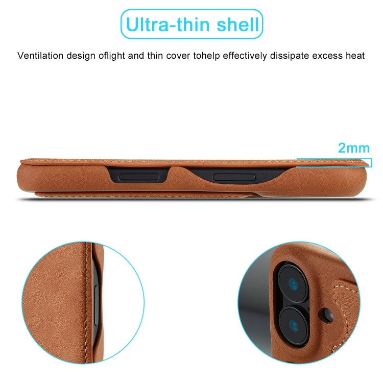 For iPhone 15 LC.IMEEKE Hon Ancient Series Flip Leather Phone Case