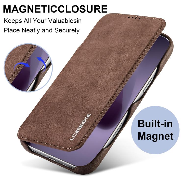 For iPhone 17 Pro Max LC.IMEEKE Hon Ancient Series Flip Leather Phone Case