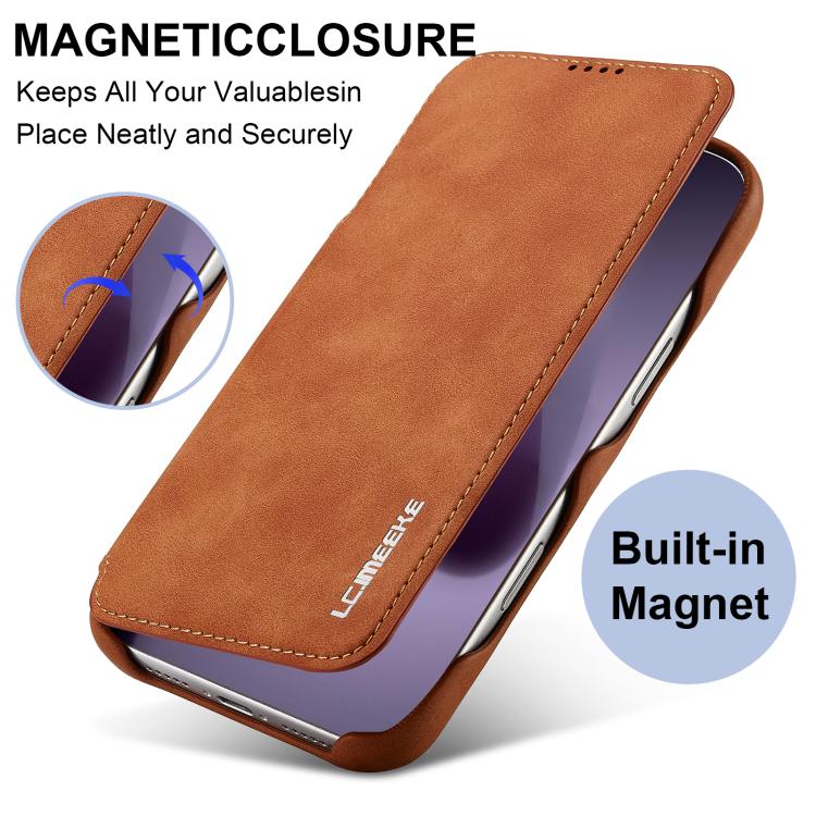 For iPhone 17 Pro Max LC.IMEEKE Hon Ancient Series Flip Leather Phone Case