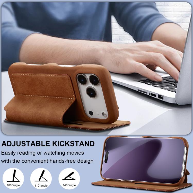 For iPhone 17 Pro Max LC.IMEEKE Hon Ancient Series Flip Leather Phone Case