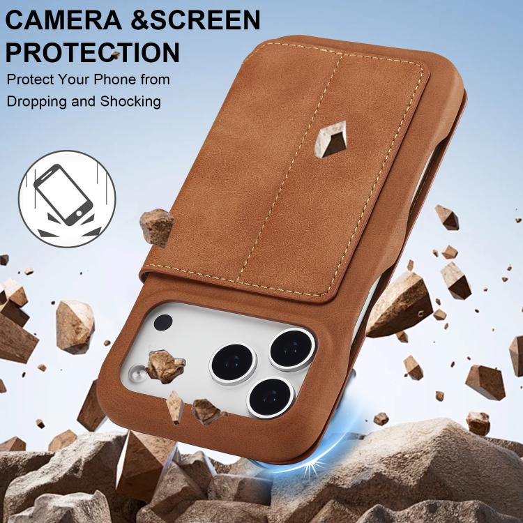 For iPhone 17 Pro Max LC.IMEEKE Hon Ancient Series Flip Leather Phone Case