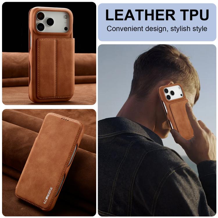 For iPhone 17 Pro Max LC.IMEEKE Hon Ancient Series Flip Leather Phone Case