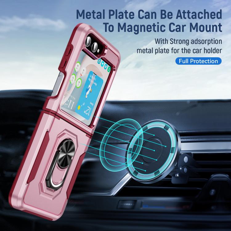 For Samsung Galaxy Z Flip6 5G Pioneer Armor Heavy Duty PC Hybrid TPU Phone Case with Holder