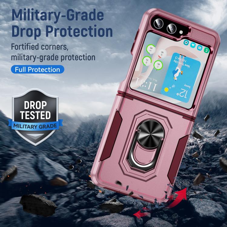 For Samsung Galaxy Z Flip6 5G Pioneer Armor Heavy Duty PC Hybrid TPU Phone Case with Holder