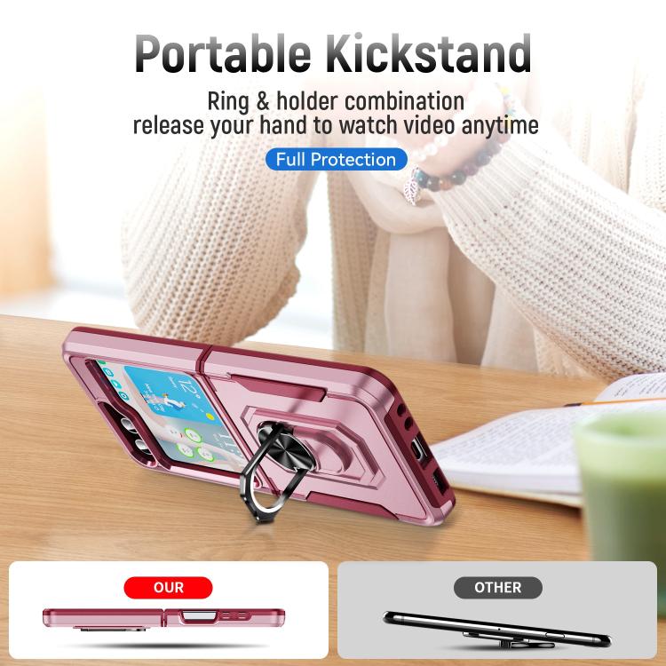 For Samsung Galaxy Z Flip6 5G Pioneer Armor Heavy Duty PC Hybrid TPU Phone Case with Holder
