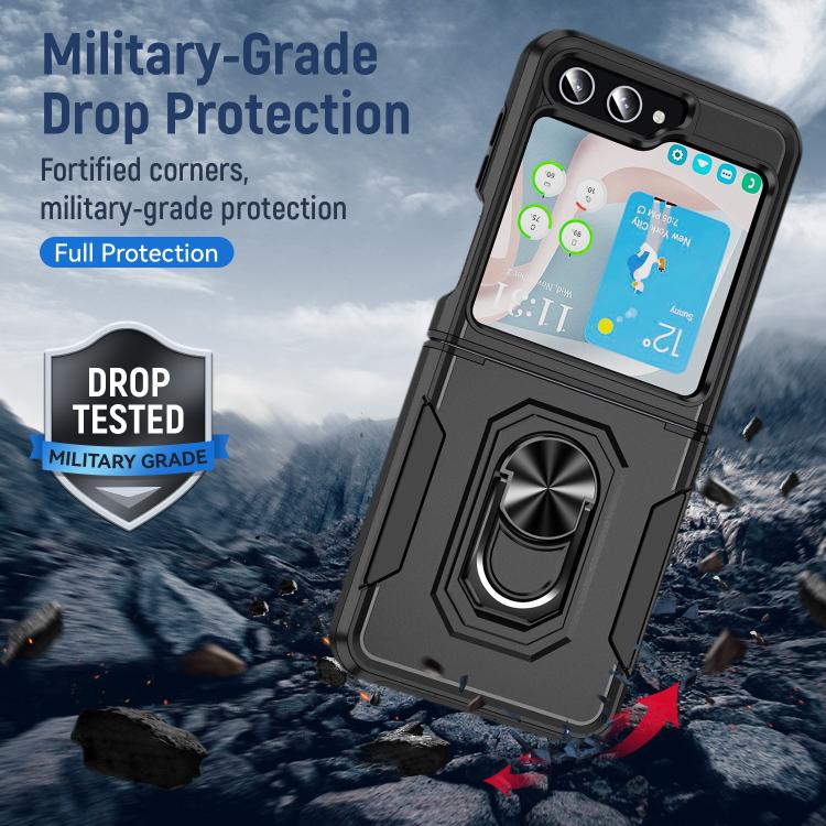 For Samsung Galaxy Z Flip6 5G Pioneer Armor Heavy Duty PC Hybrid TPU Phone Case with Holder