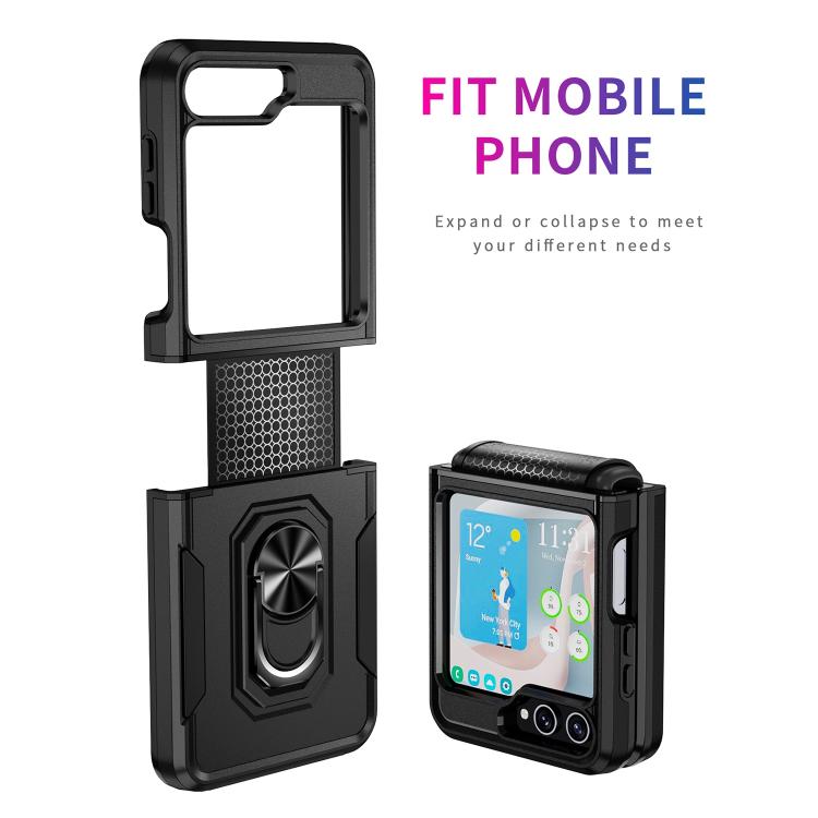 For Samsung Galaxy Z Flip6 5G Pioneer Armor Heavy Duty PC Hybrid TPU Phone Case with Holder