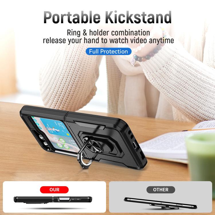 For Samsung Galaxy Z Flip6 5G Pioneer Armor Heavy Duty PC Hybrid TPU Phone Case with Holder