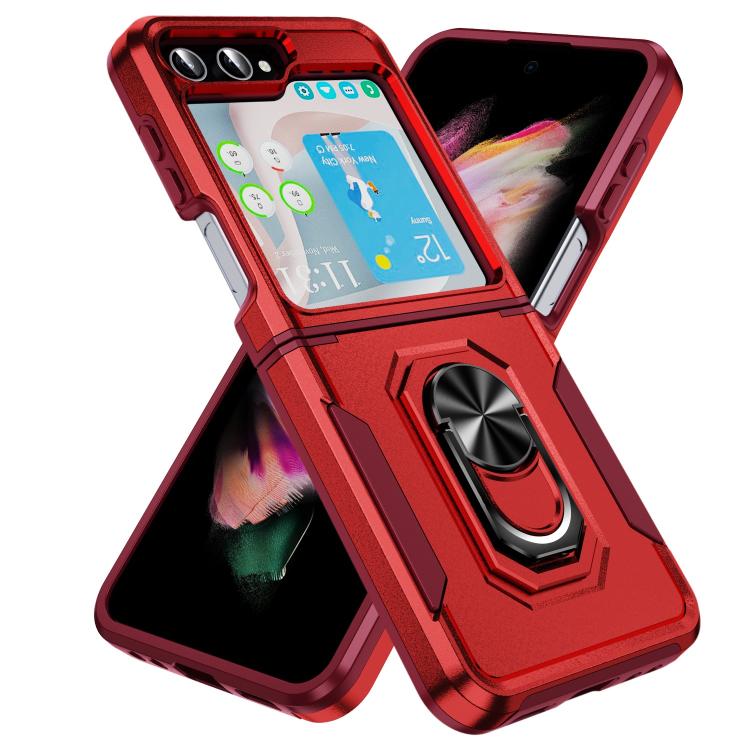 For Samsung Galaxy Z Flip6 5G Pioneer Armor Heavy Duty PC Hybrid TPU Phone Case with Holder