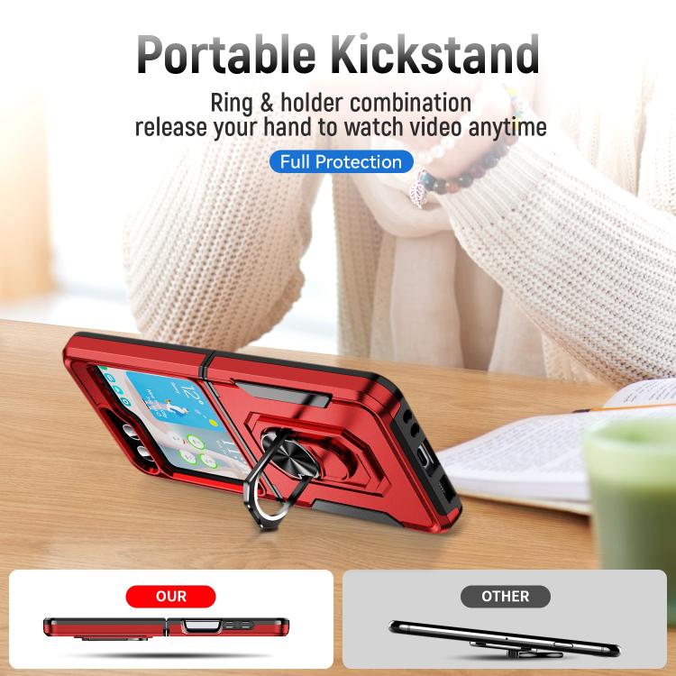For Samsung Galaxy Z Flip6 5G Pioneer Armor Heavy Duty PC Hybrid TPU Phone Case with Holder