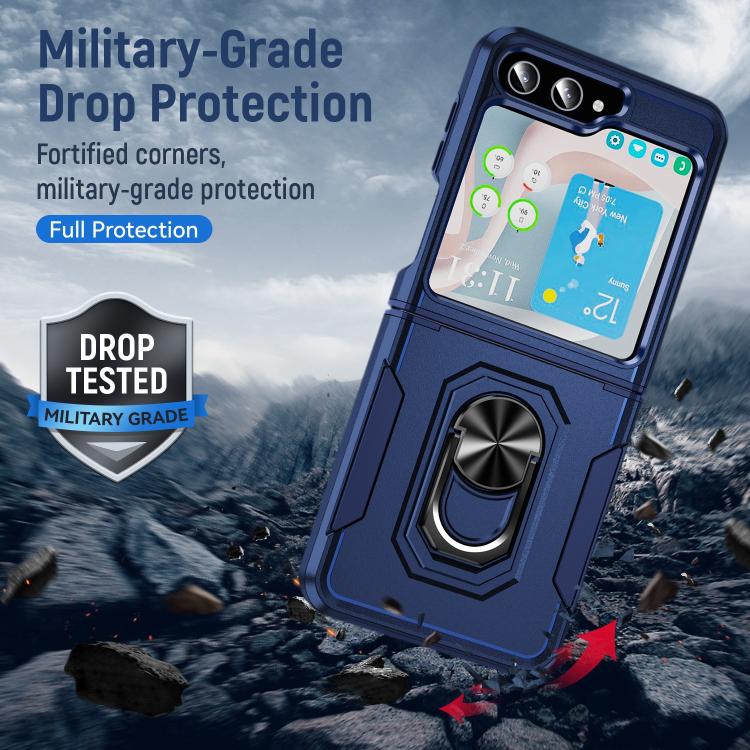 For Samsung Galaxy Z Flip6 5G Pioneer Armor Heavy Duty PC Hybrid TPU Phone Case with Holder