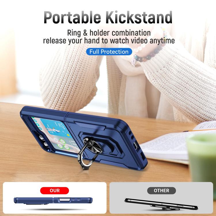 For Samsung Galaxy Z Flip6 5G Pioneer Armor Heavy Duty PC Hybrid TPU Phone Case with Holder