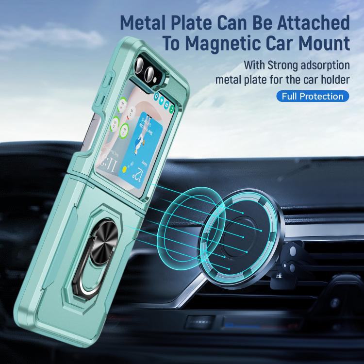 For Samsung Galaxy Z Flip6 5G Pioneer Armor Heavy Duty PC Hybrid TPU Phone Case with Holder