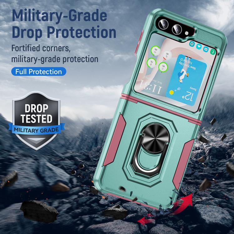 For Samsung Galaxy Z Flip6 5G Pioneer Armor Heavy Duty PC Hybrid TPU Phone Case with Holder