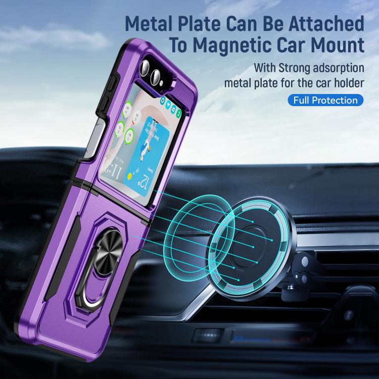 For Samsung Galaxy Z Flip6 5G Pioneer Armor Heavy Duty PC Hybrid TPU Phone Case with Holder