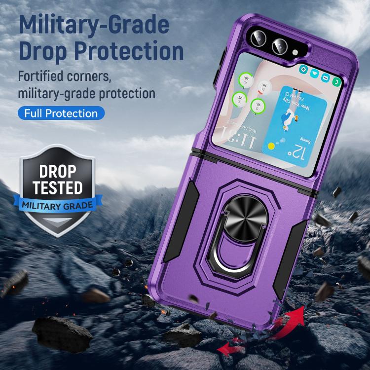 For Samsung Galaxy Z Flip6 5G Pioneer Armor Heavy Duty PC Hybrid TPU Phone Case with Holder
